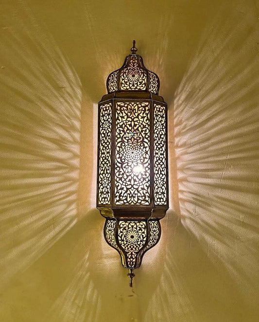Moroccan Wall Light - Handmade Brass Electric Sconce - Elegant Moroccan Wall Lamp Décor